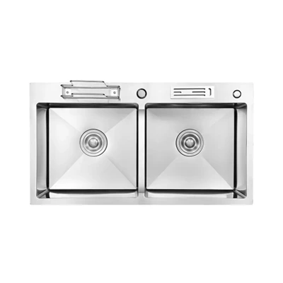 Pia de cozinha dupla com porta-faca