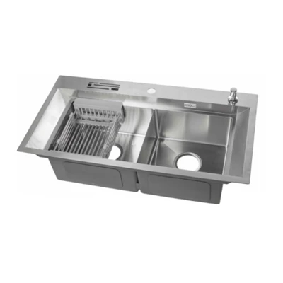Conjunto de pia de cozinha de aço inoxidável com gaveta deslizante